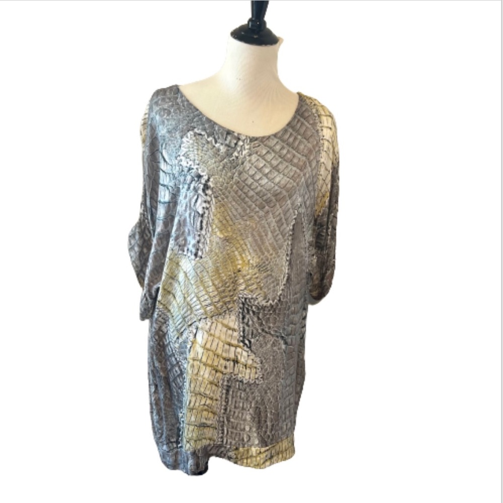 Sofia Collections Alligator Skin Print Seta Silk Dress Banded Bottom, One Size